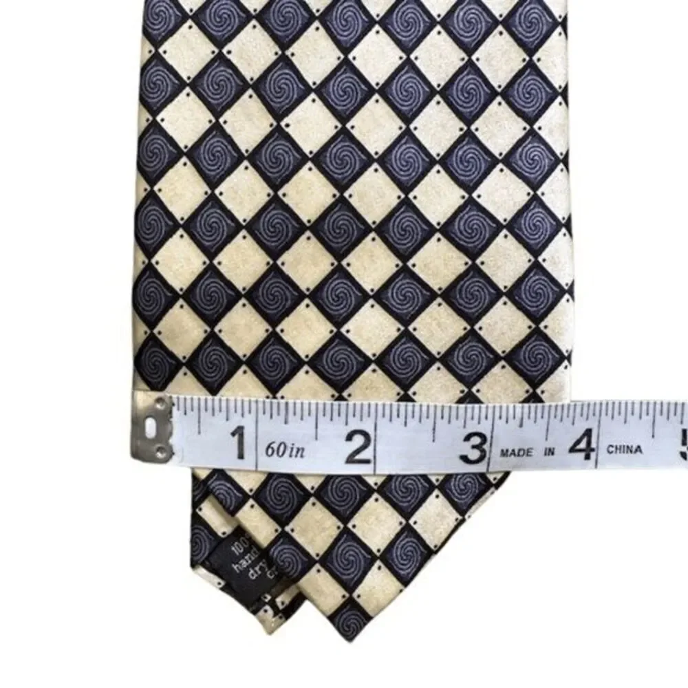 Salvatore Pellegrino Men's Diamond Spiral Silk Neck‎ Tie Black Cream